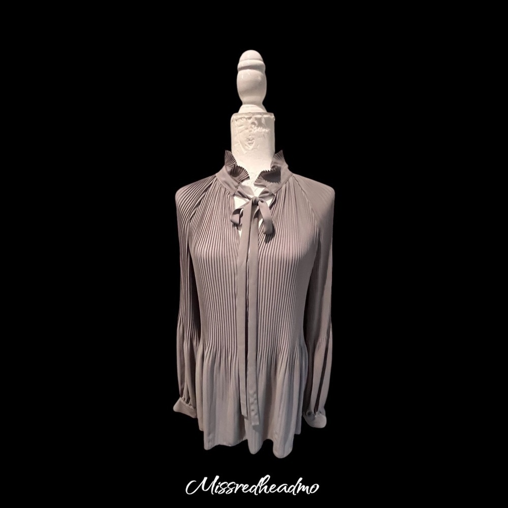 Banana Republic Elegant Gray Pleated Blouse